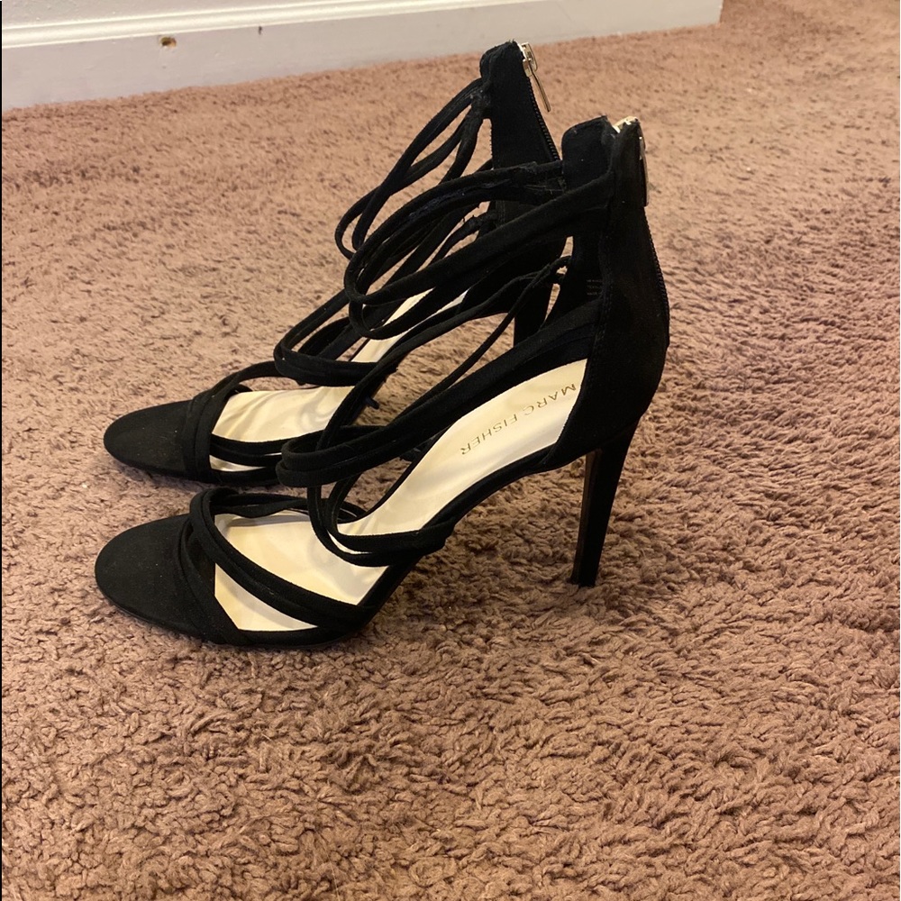 2 FOR $20 Marc Fisher Rhoda Sandals 4" Heels Faux Suede Strappy Stilettos 10 - Picture 1 of 7